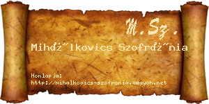 Mihálkovics Szofrónia névjegykártya